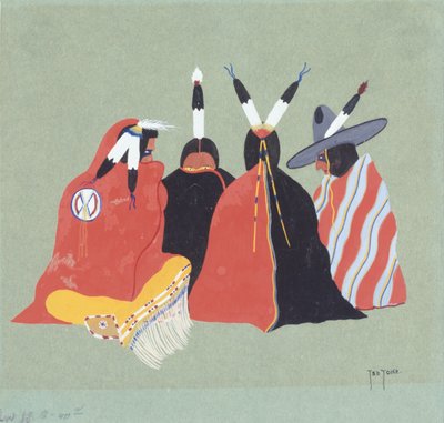 Kiowa Haciendo Medicina, 1929 de Monroe Tsatoke